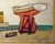 Mid 20th Century 20th Century Warm-Toned Abstract Modern Village by the Ocean With Boats Landscape by David Adickes For Sale - Image 5 of 14