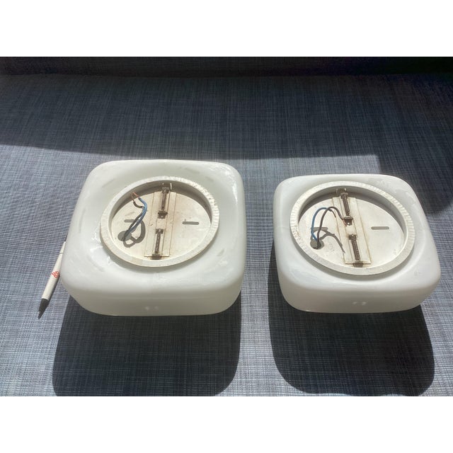 1960s Minimalist Opaline Glass Ceiling Lamps, 1960, Set of 2 For Sale - Image 5 of 6
