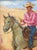 Farmhouse Western Cowboy & Gray Horse Oil Painting Including the Antiqued Silver Wood Frame For Sale - Image 3 of 5