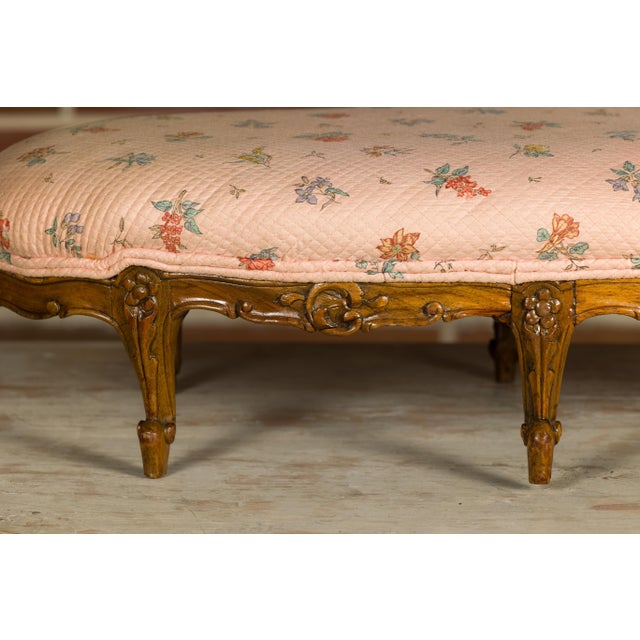 19th Century French Louis XV Style Footstool with Six Carved Cabriole Legs For Sale - Image 4 of 12