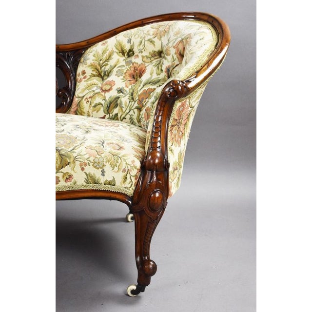 Cream Victorian Walnut Carved Chaise Lounge, 1880 For Sale - Image 8 of 15