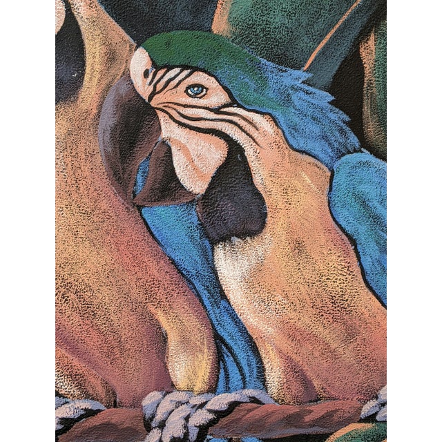 Lee Reynolds 1970s Coastal Tropical Parrot Painting Signed by Lee Reynolds For Sale - Image 4 of 10