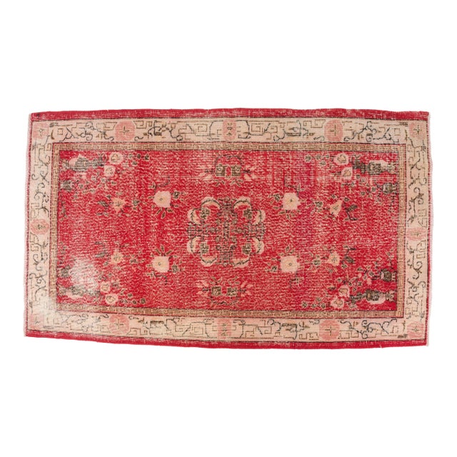Red Antique Oushak Wool Carpet For Sale