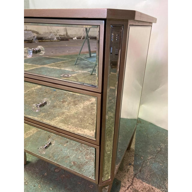Mirrored and Silver Painted Nightstand For Sale In New York - Image 6 of 7