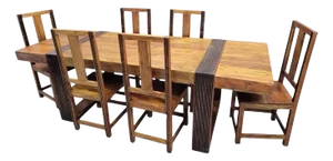 Vintage Rustic Reclaimed Barnwood Extending Dining Table and Chairs Set of 7