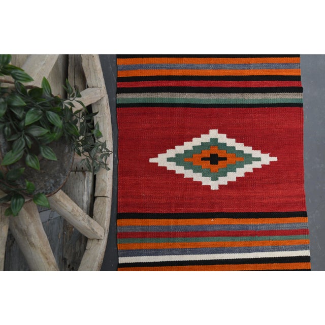 Orange Vintage Turkish Oushak Handmade Wool Cotton Orange Runner Rug For Sale - Image 8 of 11