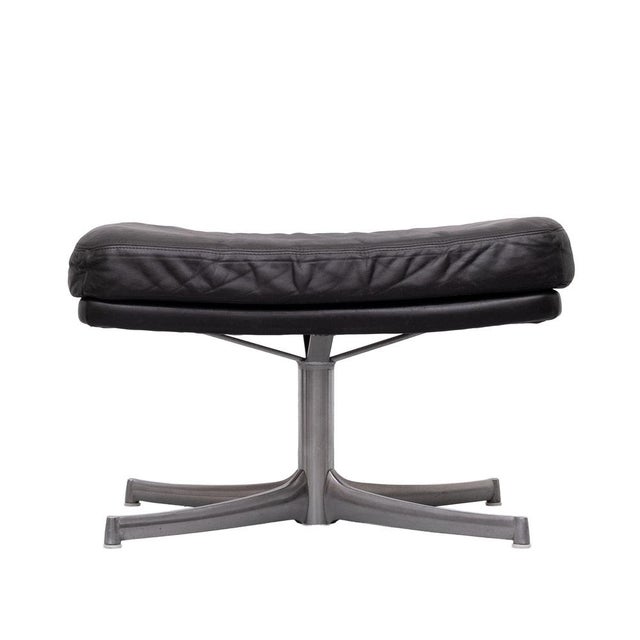 Mid-Century Modern Black Leather Ottoman from Walter Knoll, Germany, 1970s For Sale - Image 3 of 9