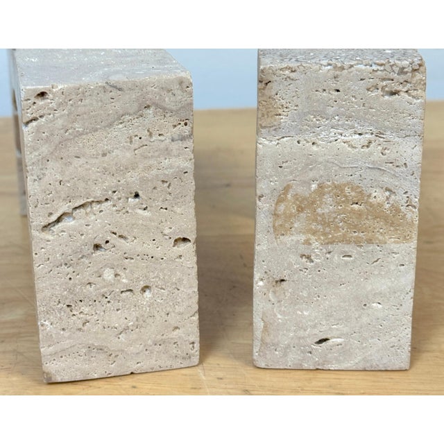 Pair of Mod Carved Travertine Bookends by Up & Up, Italy, 1970s For Sale In West Palm - Image 6 of 9