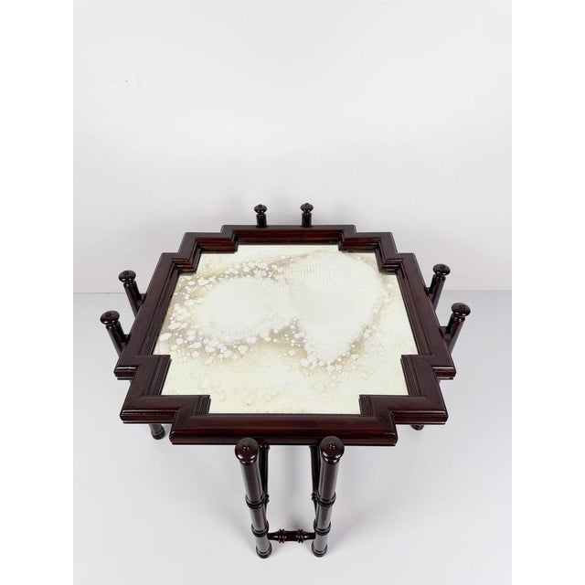 Chinese Chippendale Coffee Table in Faux Bamboo with Mirror Top in the style of Baker, 1970s For Sale - Image 17 of 18
