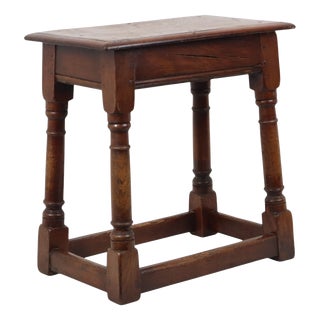 Antique Oak English Joint Stool For Sale
