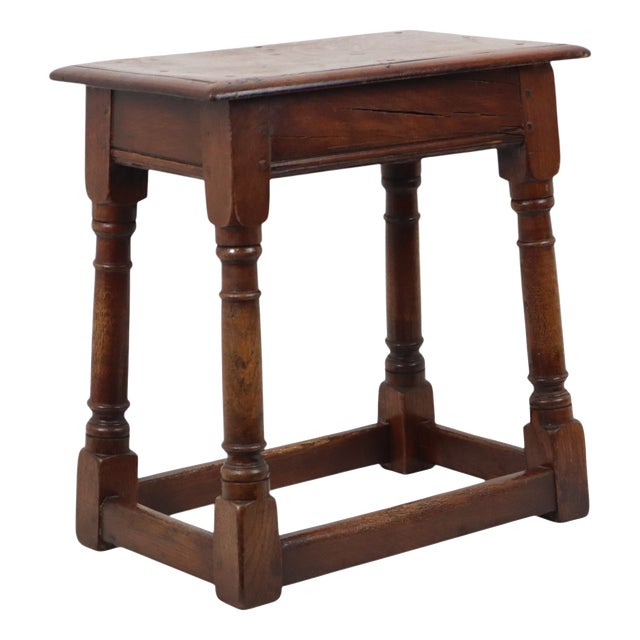 Antique Oak English Joint Stool For Sale