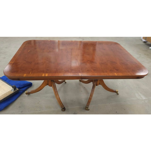 Yorkshire Georgian Style Yew Wood Banded Extension Dining Table For Sale - Image 14 of 17