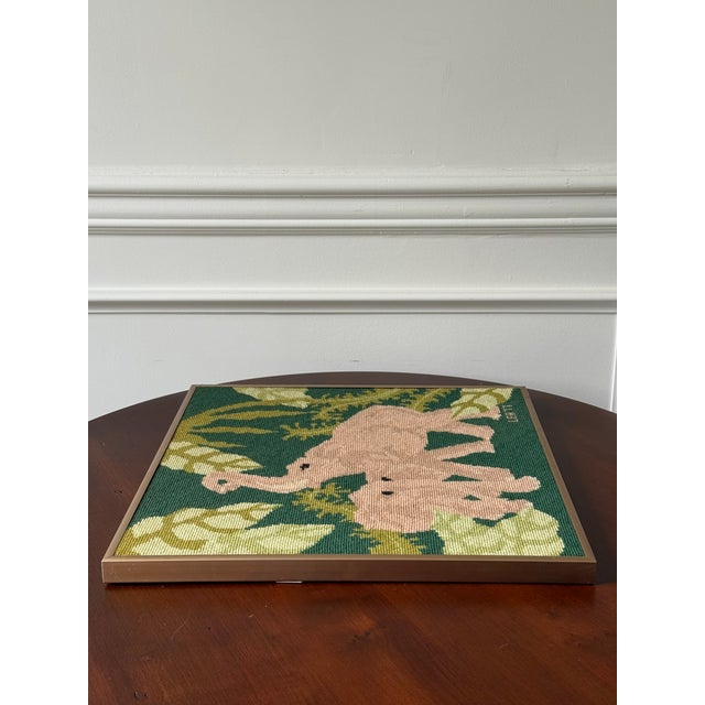 Framed Elephant Needlepoint For Sale In Washington DC - Image 6 of 9