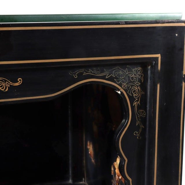 Chinese Ebonized & Gilt Credenza With Inlaid Figural & Floral Soap Stone 20thC For Sale - Image 15 of 16
