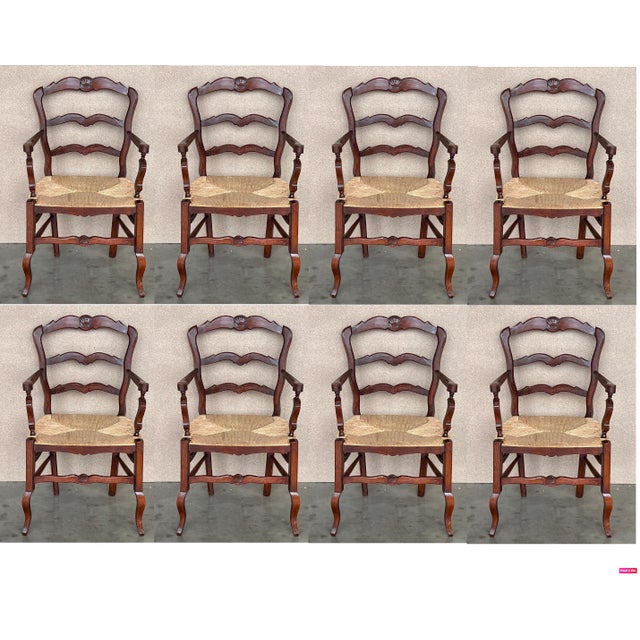 19th Set of Eight Spanish Armchairs With Cane Seat For Sale - Image 11 of 11