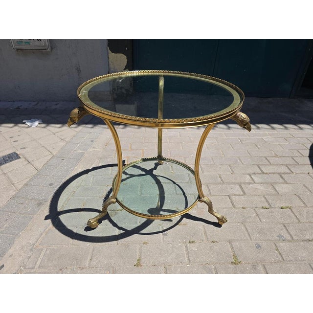Gold French Style Gilt Bronze and Glass Side Table, 1970s For Sale - Image 8 of 16