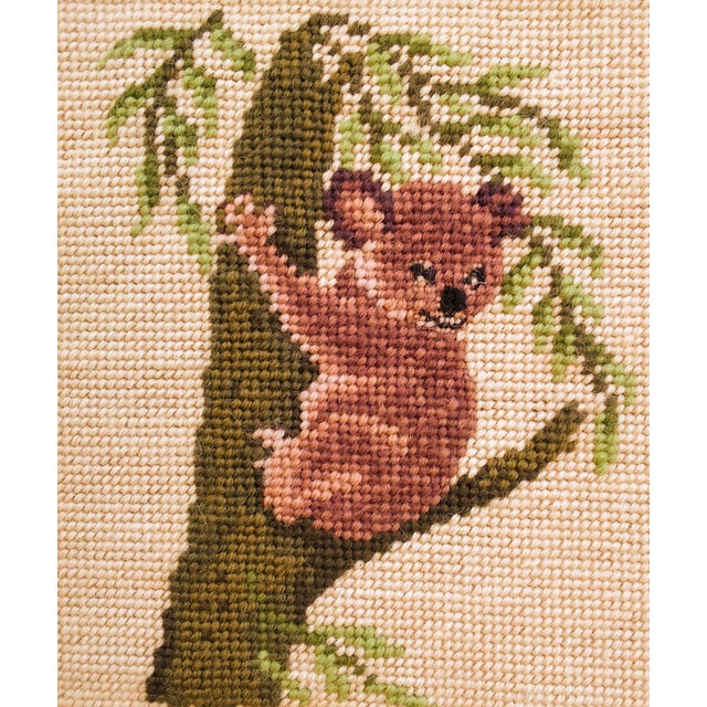 Shabby Chic 1970s Framed Koala Bear Needlepoint For Sale - Image 3 of 13
