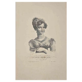 Noel François Bertrand, The American Beauty, Etching, 19th Century For Sale