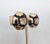 Vintage Signed Valentino Modernist Round Domed Goldtone Black Enamel Clip Earrings-2 Pieces For Sale In Philadelphia - Image 6 of 7