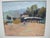 Southwestern plein-air style painting on canvas depicting a rural adobe style building in mountainous landscape and...