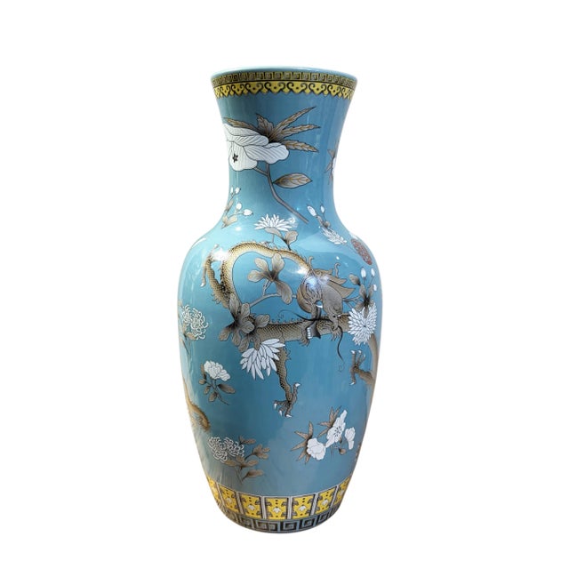 Chinoiserie Famille Rose Style Porcelain Dragon Vase 17" H For Sale - Image 10 of 13