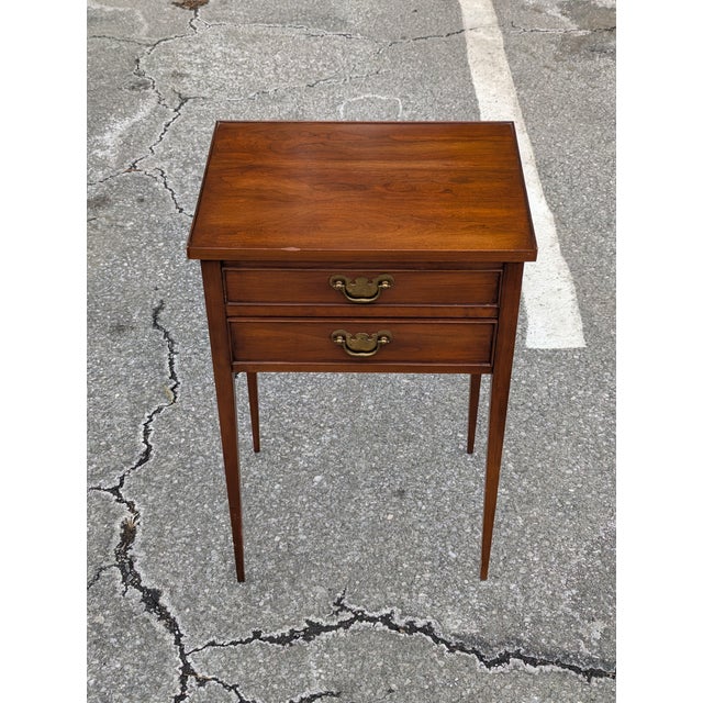 Mid 20th Century Henkel Harris, Federal Style Cherry Two Drawer NightStand For Sale - Image 9 of 9