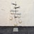 Large vintage laboratory ring stand with five long-neck glass boiling flasks. The rectangular base is finished in a...
