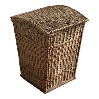 Large Antique Wicker Storage Hamper For Sale