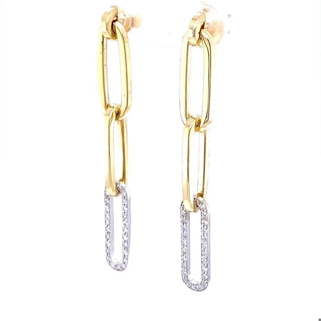 Contemporary Paperclip Diamond Earrings in Yellow Gold - 2 Pieces For Sale - Image 3 of 6