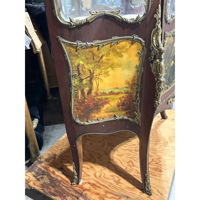 French Antique Vernis Martin Vitrine With Hand-Painted Secnes and Ormolu Mounts For Sale - Image 3 of 17