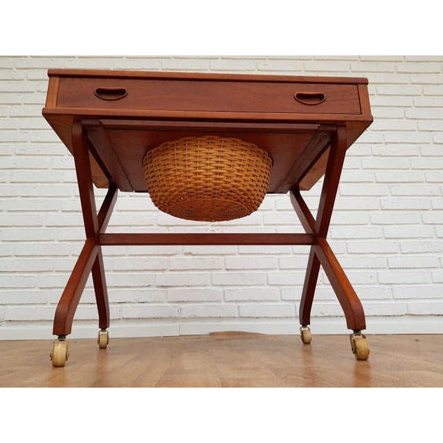 Wood Vintage Scandinavian Sewing Table For Sale - Image 7 of 12