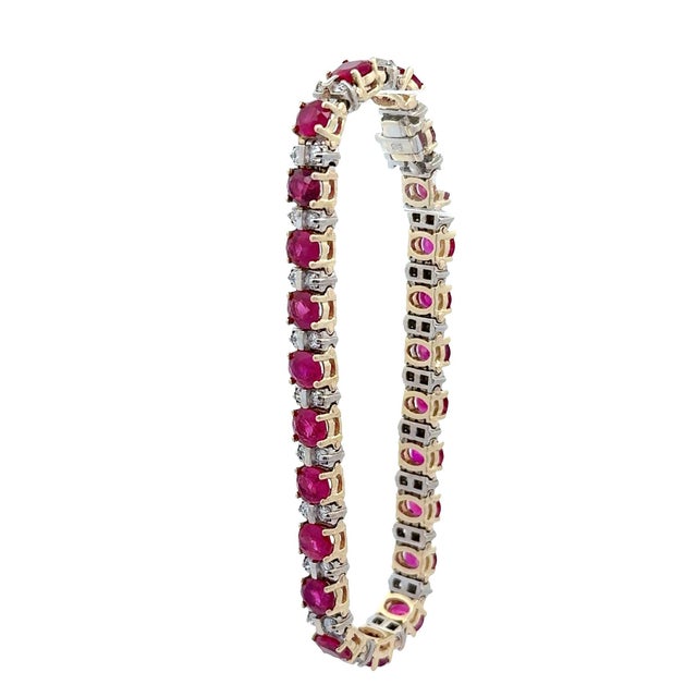 Early 21st Century Superb Ruby Diamond 14k Two-Tone Gold Bracelet For Sale - Image 5 of 5