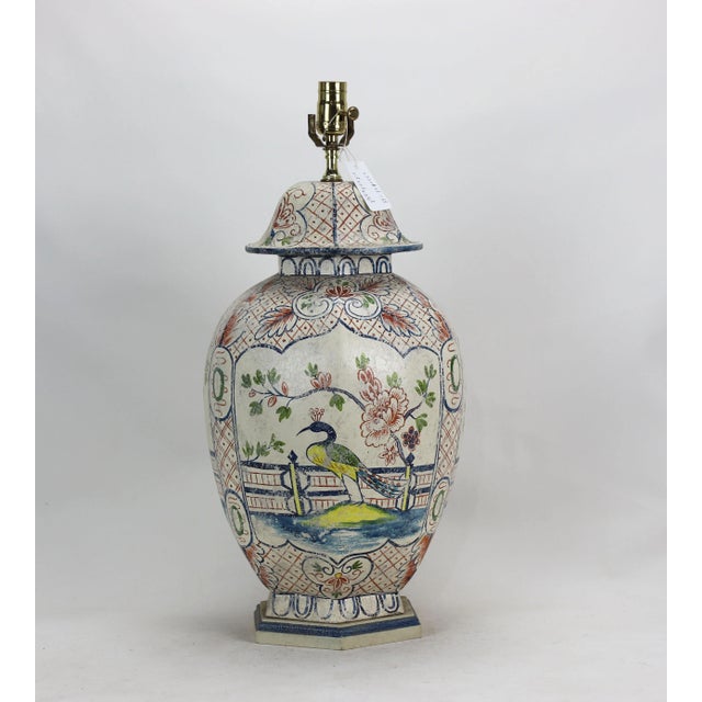 Chinoiserie Vintage Painted Chinoiseries Style General Can Desk Lamp For Sale - Image 3 of 11
