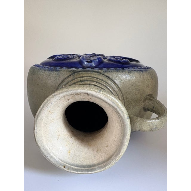 Mid-Century Modern German Cobalt Blue Relief Ceramic Vase by Jasba, 1960s For Sale - Image 6 of 13