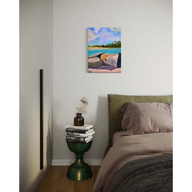 "La Dolce Vita" by Javiera Da Fonseca Ilić, California Tropical Beach Scene, Dreamy Figurative Coastal Painting, Original Oil Painting For Sale In Monterey, CA - Image 6 of 7