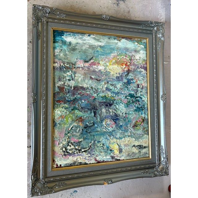 "A Bird in Troubled Waters", Abstract Art, Original Oil Painting, by Van Ness For Sale In Saint Louis - Image 6 of 6