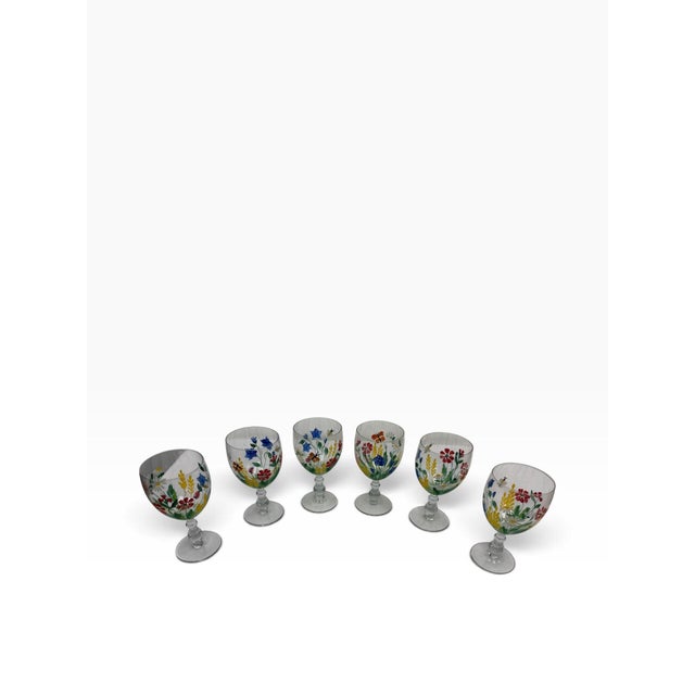 Bring the joyous charm of a European wildflower field to your next dinner party with this spectacular set of six vintage...