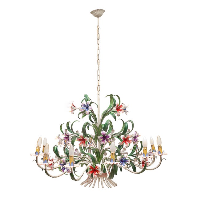 Florentine Chandelier with Twelve Lights, 1970s For Sale