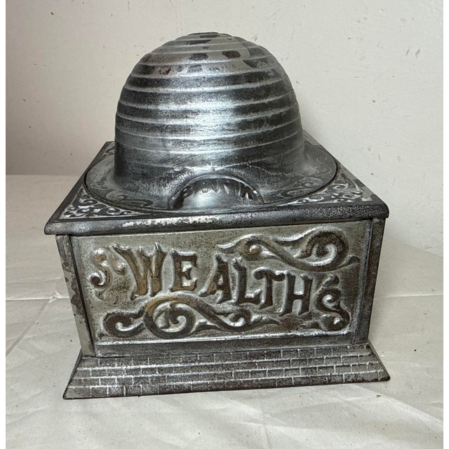 American Large Antique 1892 Economy Accumulates Wealth Cast-Iron Beehive Mechanical Bank For Sale - Image 3 of 16