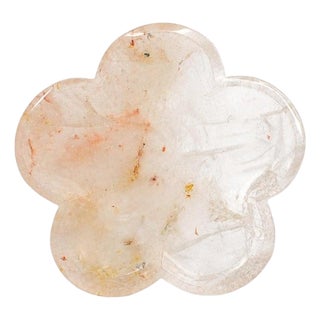 Rock Crystal Peach Blossom Plate Japanese Artisan For Sale