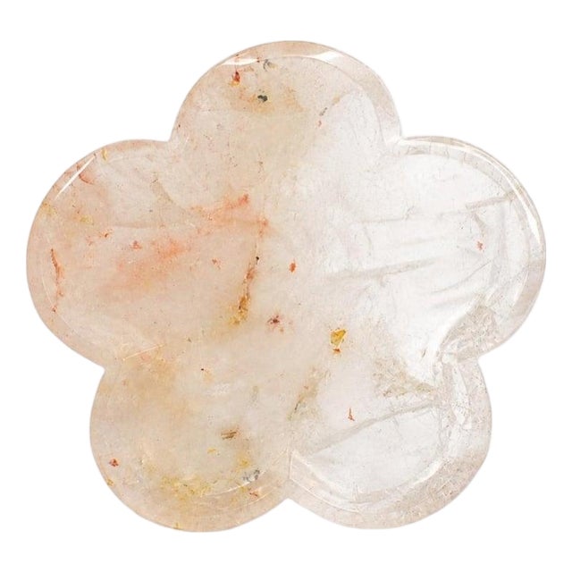 Rock Crystal Peach Blossom Plate Japanese Artisan For Sale