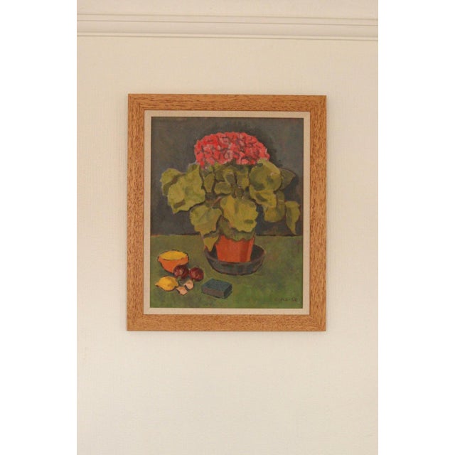 Olax, Pink Hydrangea with Fruit, 1950, Oil on Panel, Framed For Sale - Image 12 of 18