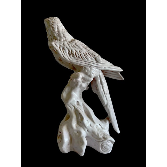 Figurative 1970s Vintage White Handcrafted Italian Ceramic Tropical Palm Beach Parrot Figure For Sale - Image 3 of 13