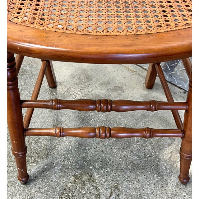 Antique Victorian Maple Ladderback Cane Seat Dining Chairs - Set of 4 For Sale - Image 10 of 11