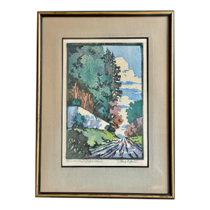 Vintage Framed Early 20th Century Landscape Woodblock Print