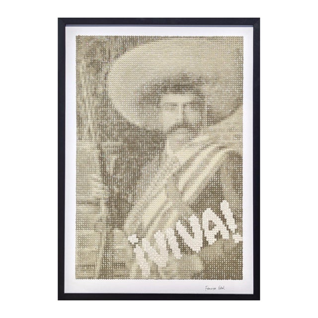 Contemporary Francisco Vital "Viva Zapata" Contemporary Black & Tan Mexican Revolutionary Pixelated Portrait, 2025 For Sale - Image 3 of 10