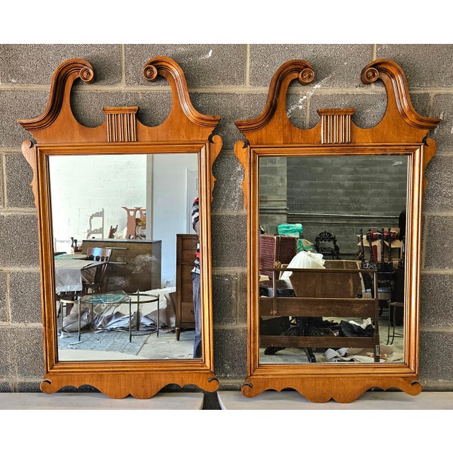 Pair Kling Factories Chippendale Maple Scroll Ears Wall Mirrors For Sale In Washington DC - Image 6 of 12