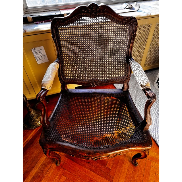 Pair of Original 18th Century Antique Regence Fauteuil Arm Chairs in Beechwood For Sale - Image 13 of 18