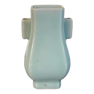 Small Scale Early 20th Century Chinese Monochrome Celadon Glaze Hu Shaped Porcelain Vase