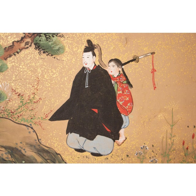 C. 1800s Edo to Meiji Era "The Tale of Genji", Japanese Yamato-E Style Byobu Screen For Sale - Image 13 of 18